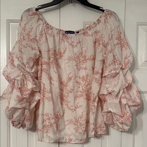 Emilio Pepe Off‑Shoulder Ruffle Sleeve Blouse – Size L